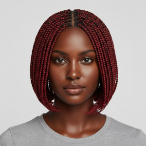 Burgundy And Blk Braids In Bob Style